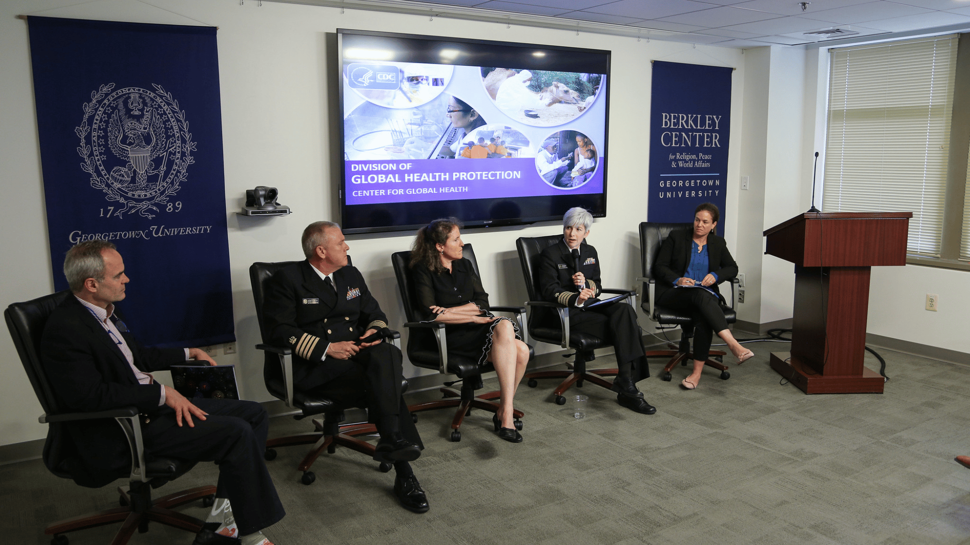 A panel of speakers at the event.