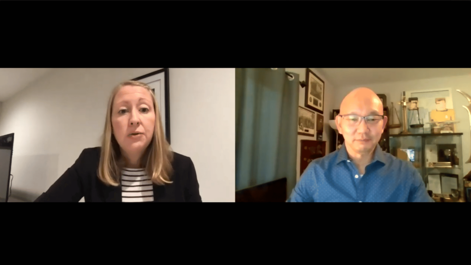 Screenshot of Erin Sorrell and Edward You speaking.