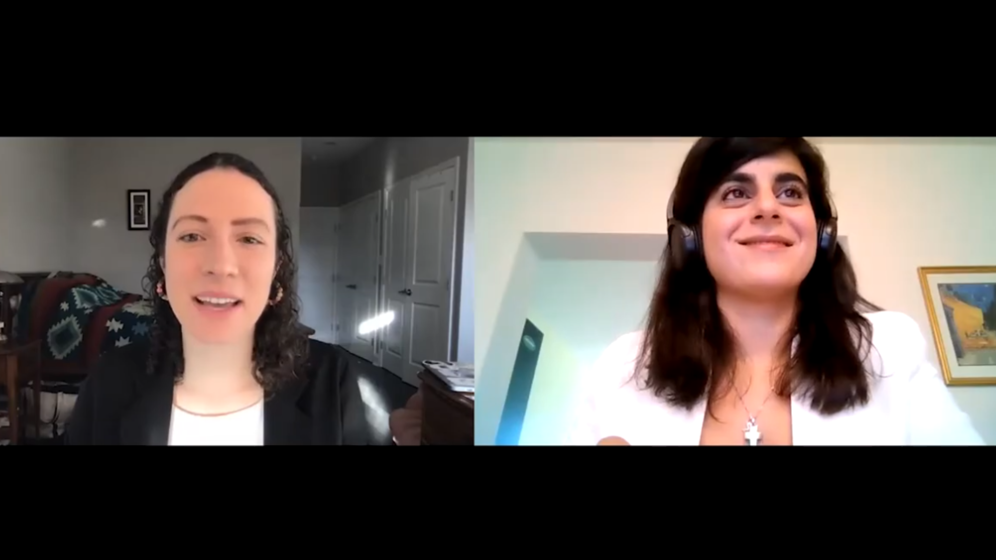 Screenshot of Alexandra Reichert and Maria José Flores speaking.