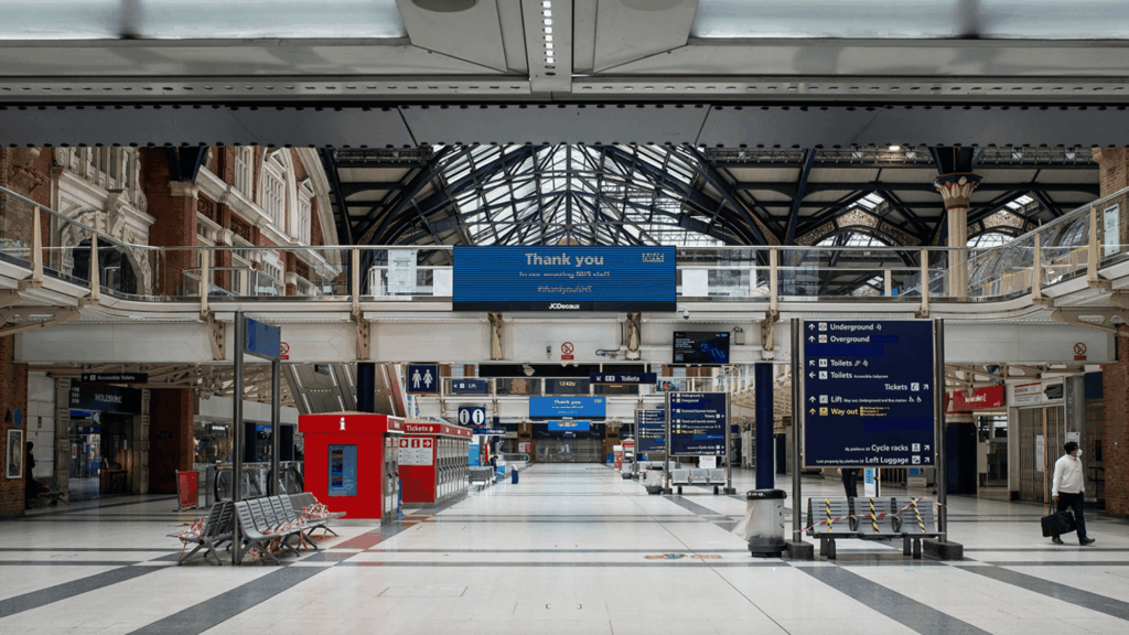 Inside of a National Health Service transportation station.