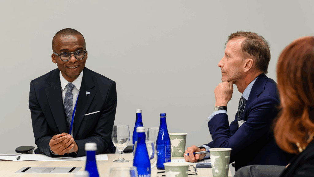 Vice president of Botswana seating at a table