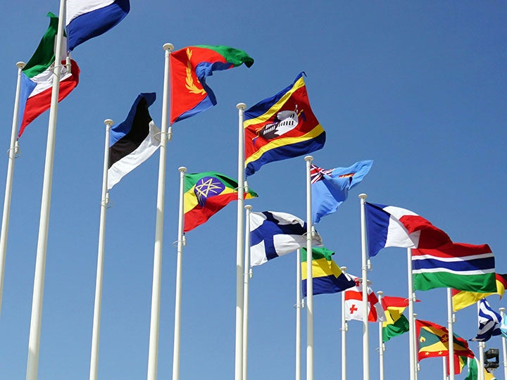 Flags of different countries around the world.