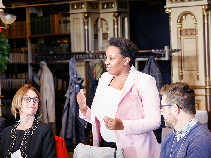 A woman speaking.