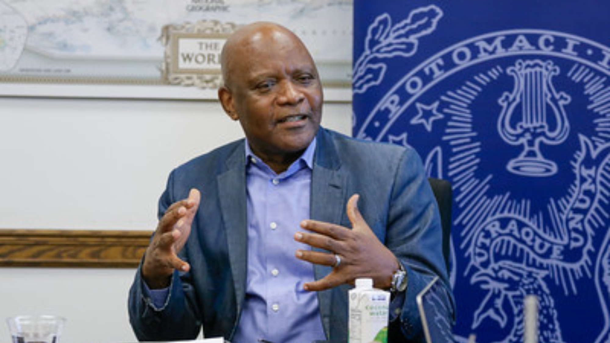 John Nkengasong speaking at a Georgetown University Conversations in Health Event.