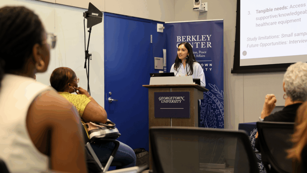 Saleem presented her research at the 2025 Global Social Justice Research Symposium.