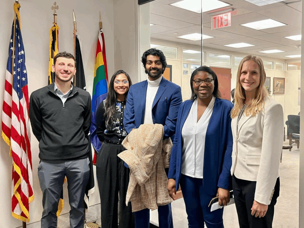 Residents with Dr. Stolarz (right) at the Global Health Equity Track Advocacy Day.