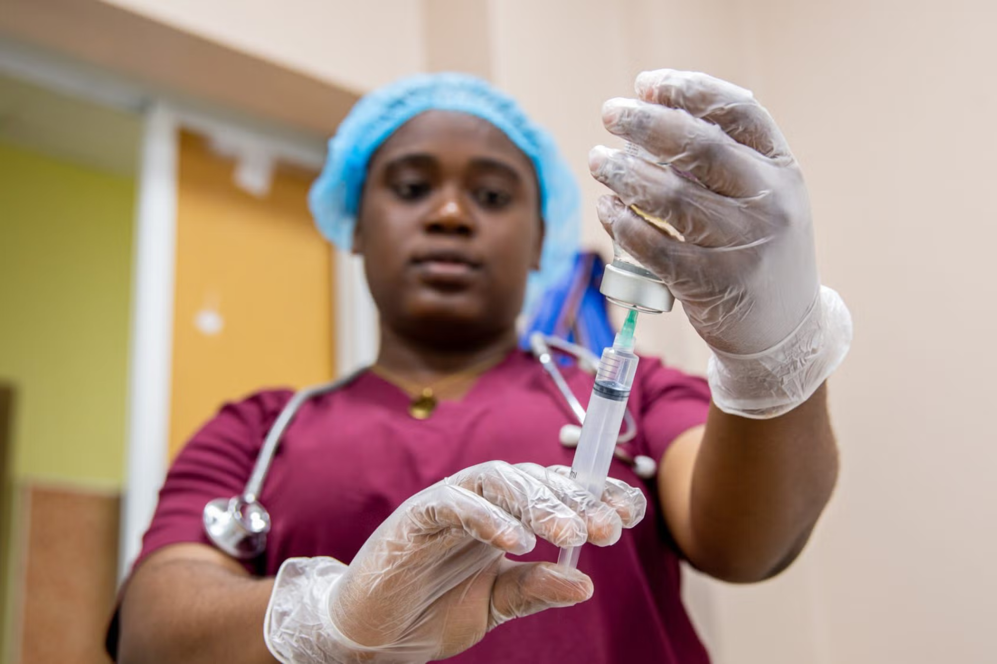 Nurse with a vaccine vital