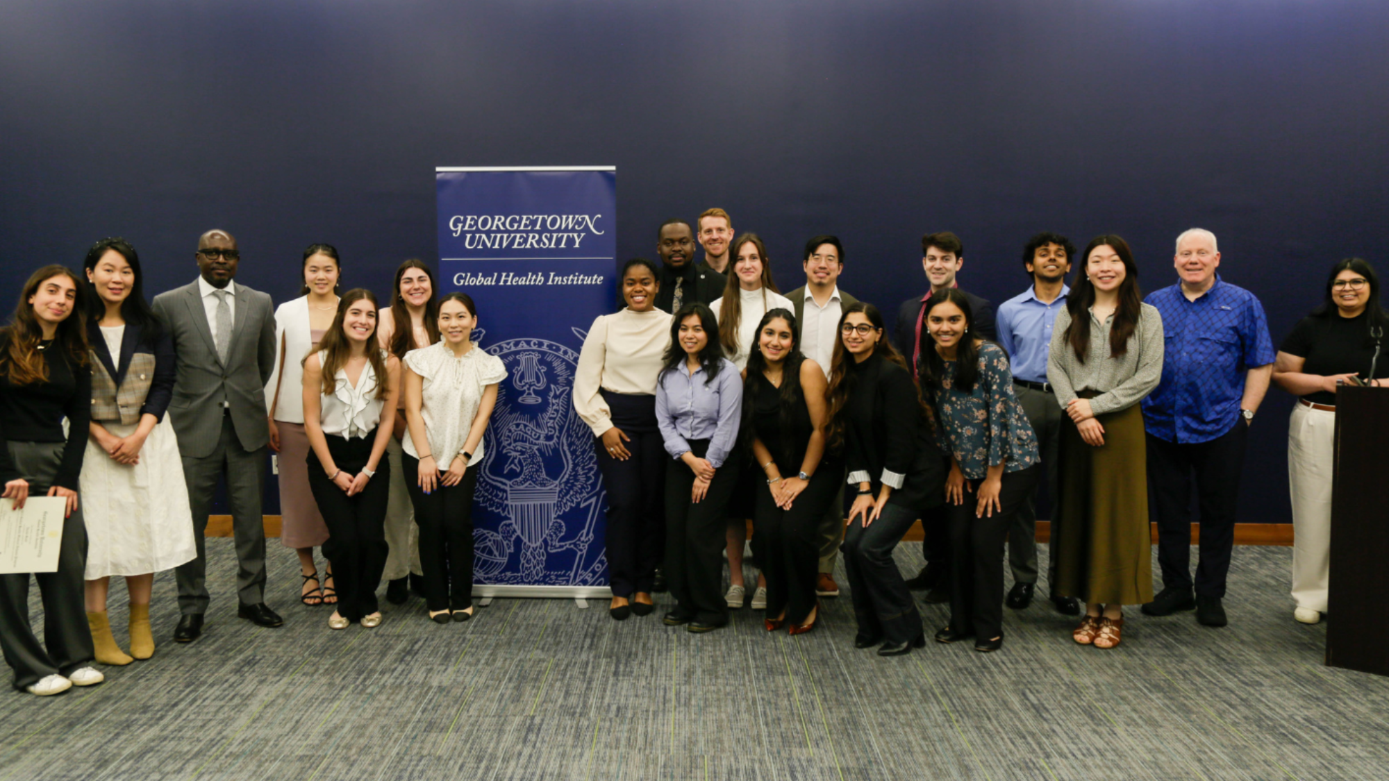 2024-2025 Global Health Student Fellows with the review committee and Global Health Institute staff.