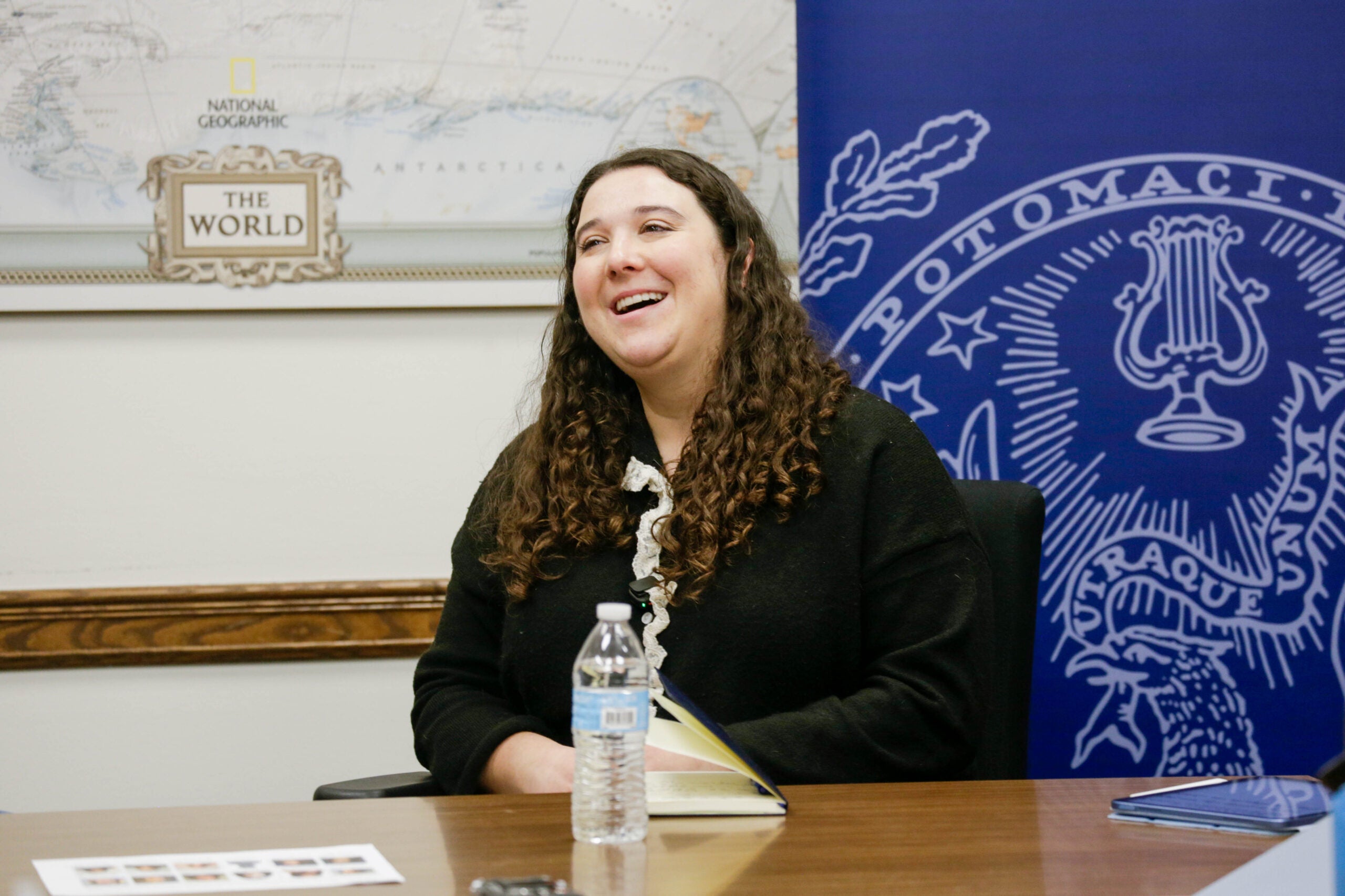 A woman laughing