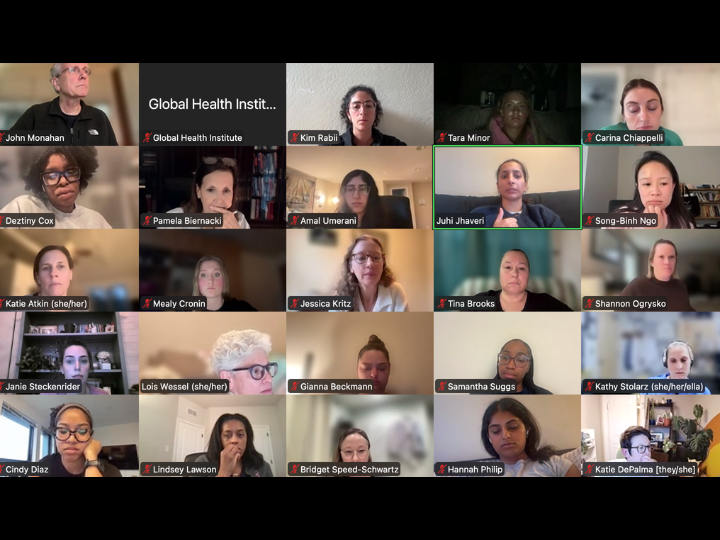 A Zoom screenshot of the case challenge participants.