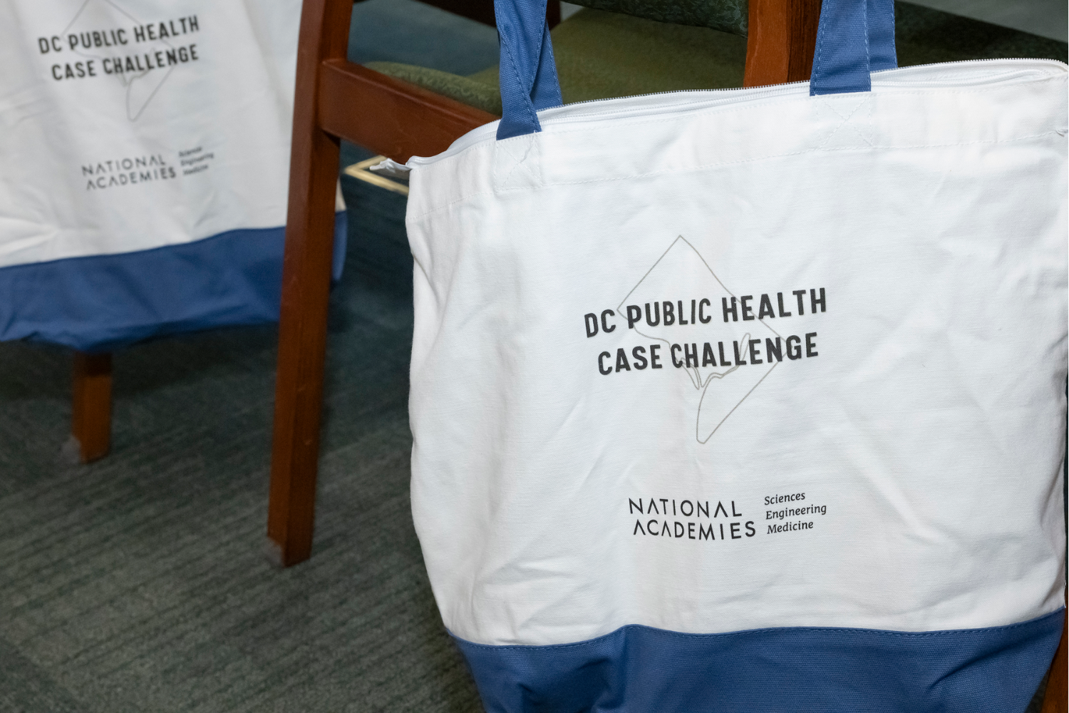 A bag with words 